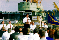 Al Gore speaking to a crowd