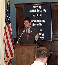 Paul Ryan introduced his new legislation during a press conference on July 20, 2004, which will help ensure that Social Security lives up to its promise for all Americans by giving all workers access to a more prosperous retirement, while maintaining a strong safety net, achieving full and permanent solvency for Social Security, and reducing debt and payroll taxes over the long term.