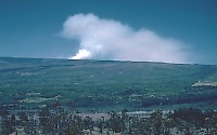 Plume of steam and gas rises from fissures erupting on the northeast rift zone of Mauna Loa