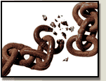 image of a rusty chain breaking