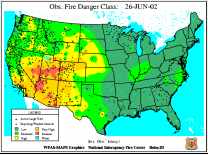 Example of Fire Danger Rating continental map