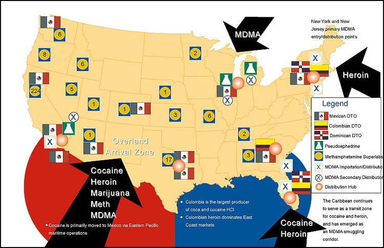 map based upon current drug threat
