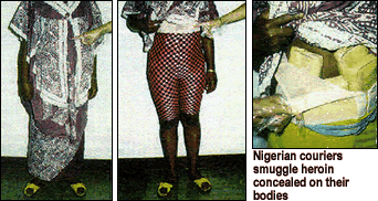 photo - Nigerian couriers smuggle heroin concealed on their bodies