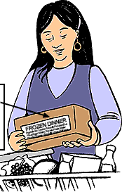 Illustration of box with food ingredients label.