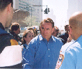 Secretary Thompson with police officers at World Trade Center site