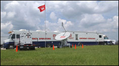Army Corps of Engineer emergency operations vans in Lakeland, Fla., oversee hurricane recovery effort  