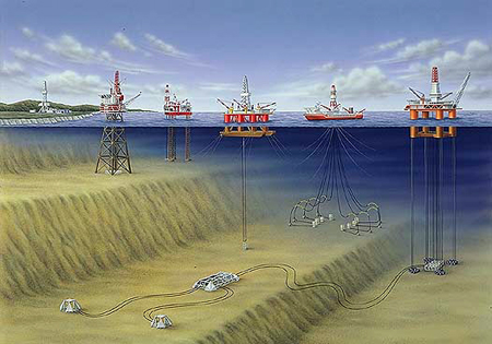 A few examples of offshore rigs, drilling and production platforms