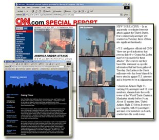 Image collage of Web pages from the September 11 Web Archive