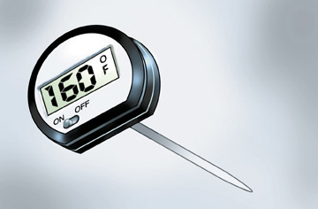 digital thermometer reading 160 degrees