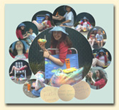 Winning photo of the CDC/Seventeen Magazine Photo Contest. Round, colorful image of a girl wearing a hat and carrying a lawn chair and ice cream. Several other small, round images of the same girl surround the larger center image and picture her in other poses such as in the lawn chair, eating ice cream, and wearing a hat.