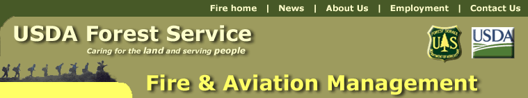 USDA-Forest Service, Fire and Aviation Management.  Header with navigational links