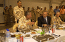 Secretary Rumsfeld has dinner with the Commander of the Republic of Korea Division in Iraq.