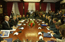 Secretary Rumsfeld and his senior advisors meet with Minister of Defense Buckovski and his staff.