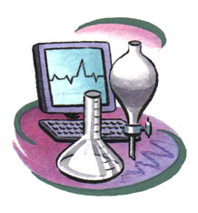 Image of a Laptop and Glassware