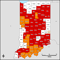 Map of Declared Counties for Disaster1520