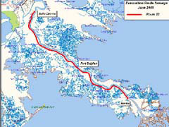 Hurricane evacuation route in Louisiana