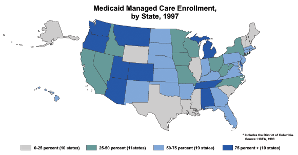 Medicaid Manged Care Enrollment, by State, 1997 