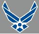 Air Force symbol, blue with white outline on gray background