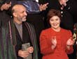 Photo of Laura Bush and Hamid Karzai