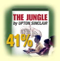 Several seated students and the figure 41% overlayed on the cover of The Jungle.