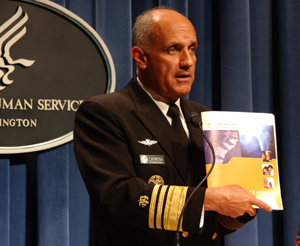U.S. Surgeon General Richard H. Carmona speaks about Bone Health and Osteoporosis: A Report of the Surgeon General, which warns by 2020, half of all American citizens older than 50 will be at risk for fractures from osteoporosis and low bone mass. HHS Photo by Chris Smith