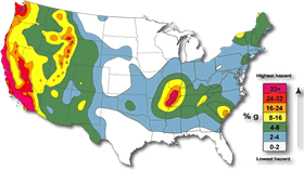 US earthquake hazards map