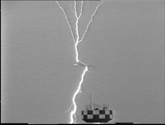 Lightning striking a plane in Japan