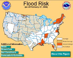 NOAA image of NOAA National Flood Risk Assessment as of Feb.27, 2004.