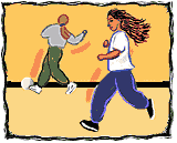 Drawing of girls running