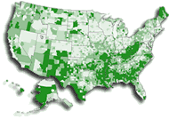 A map of per capita FSP participation. Click to go to the Food Stamp Program Map Machine.
