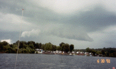 Wall cloud photo taken from a boat on Kentucky Lake near Aurora