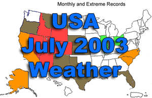 NOAA map of July 2003 USA weather extremes.