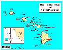 Map, Hawaiian Islands and Major Hawaiian Volcanoes, click to enlarge