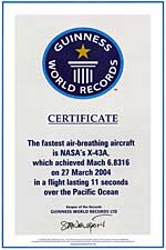 X-43A world record certification