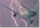 Aircraft flying into lightning. Flight Research & Technology Base