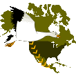 Icon shows a goose migrating south from Northern America to Central America.