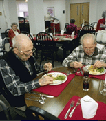 Two men at dinner