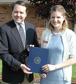 Congressman Tiberi visited the Country View nursing home in Sunbury recently to help commemorate National Nursing Home Week.  Tiberi presented a proclamation to the facilitys administrator, Dionne Nichol.