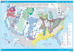 Principal aquifers (water-bearing rock layers) of the United States.