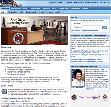 Screenshot of Gov Online Learning Center