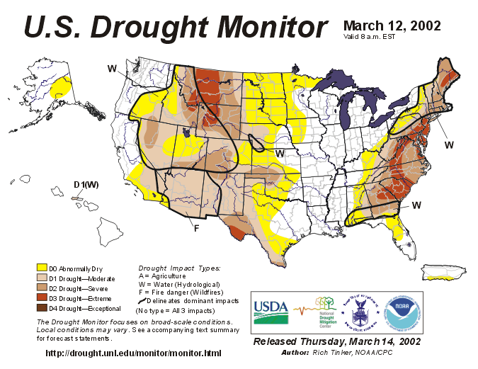 Current Drought Montior map - click for Drought Summary