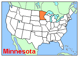 Map, Location of Minnesota