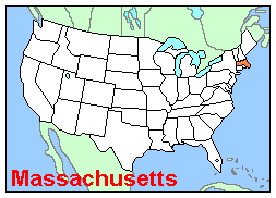 Map, Location of Massachusetts