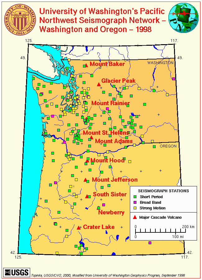 Map, Pacific Northwest Seismograph Network