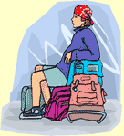 Image of a student sitting on luggages.
