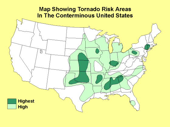 Tornado Risk Areas Map