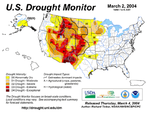 Click Here for the Drought Monitor depiction as of February 17, 2004