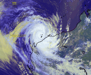 Satellite image of Tropical Cyclone Monty