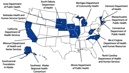 Map of CDC's WISEWOMAN Demonstration Projects, Fiscal Year