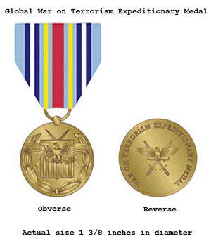 Marines who stand inspection proudly wearing their Global War on Terrorism Expeditionary Medal may find themselves frowning after they find out they're wearing it incorrectly. Marine Online is offering guidance -- albeit incorrect -- on how to wear the medal. As of Oct. 26, the incorrect information remained on Marine Online with the disclaimer 'unofficial.' 
 Photo by: 